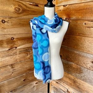 Coach Vintage Nineties Blue Clover Signature Print Silk Cashmere New With Tags